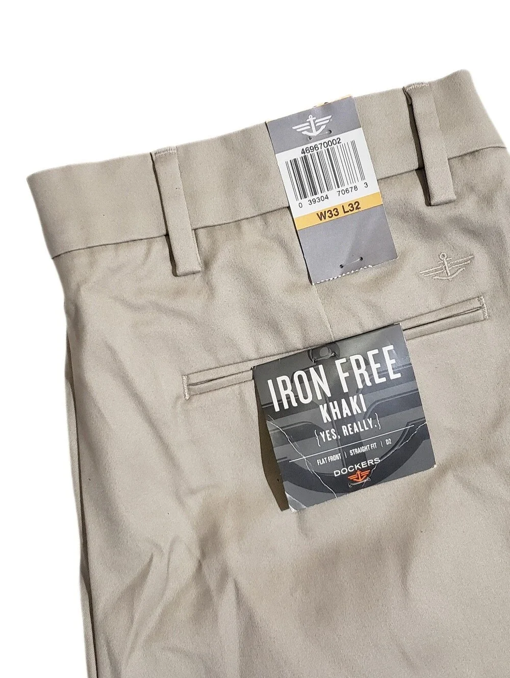 Dockers Mens Signature Iron Free Flat Front Straight Fit Khaki Beige 33x32 NWT